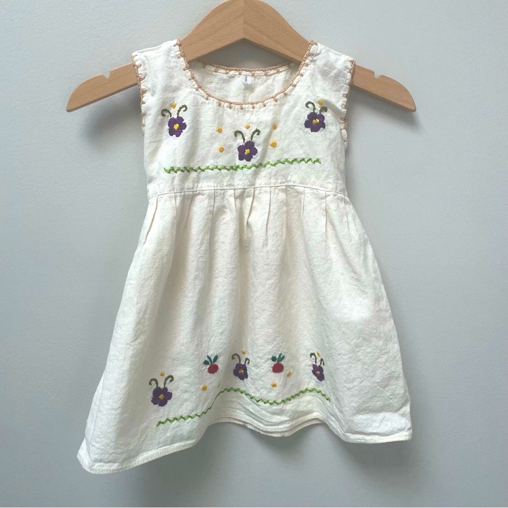 Bespoke embroidered cotton tank dress